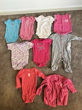 Lot of 9 Baby Girl Clothes 6-9 months Mixed Brands Carters Wee Essentials Ect