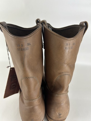 Botas de trabajo vintage 391 RED WING para hombre 13 D color tostado *tiene exceso de pintura* - Imagen 10 de 18