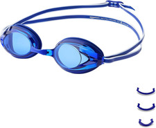 Unisex Swim Goggles Wide View Anti Fog 4 Nosepieces Adjustable Fit