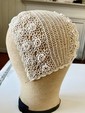Antique Crocheted Baby Christening Cap Natural/Ecru Excellent Condition