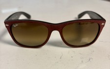 Ray-Ban New Wayfarer 2132 Sunglasses Bordeaux Suede on Black, Gradient Brown