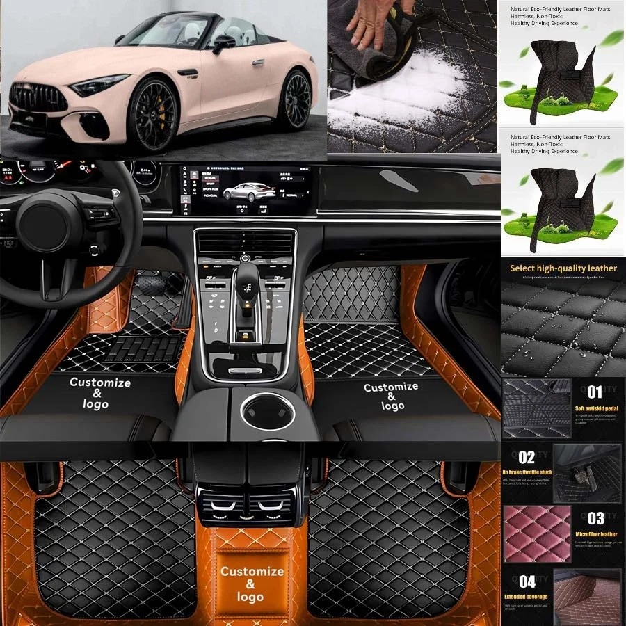 For Mercedes Benz SL Car Floor Mats Anti-Slip Carpets Handmde Liners Foto 4 de 4