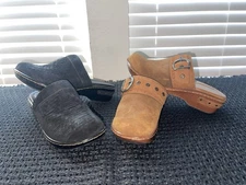 BORN Black Yucatán Clogs & Brown Banyan Clogs Size 8 Leather Bundle
