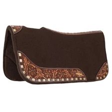SADDLE PAD 28" x 30" x 1 Toffee Bloom Contoured Felt Buckstitched Wear Leathers