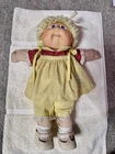Vintage Cabbage Patch Doll, Blue Eyes, Yellow Curly Hair, Yellow & Red Dress