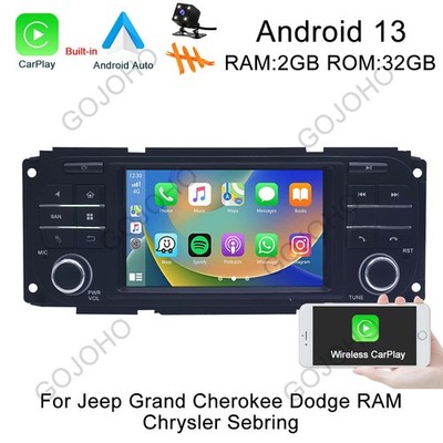 32GB Android 13 Car Radio GPS Stereo For Jeep Wrangler Dodge Chrysler BT Carplay