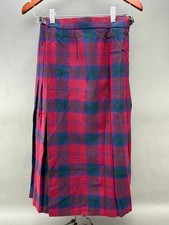 Brendella Wool Pleated Plaid Red Kilt