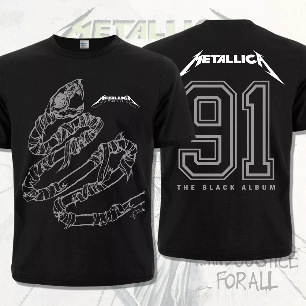 Metallica Black Album 1991 Snake Thrash Metal Heavy Metal T-Shirt  