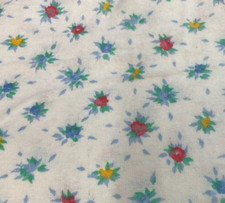 BLUE, PINK YELLOW FLOWERS ON WHITE LIGHTWEIGHT FLANNEL-- 2/3 YARD