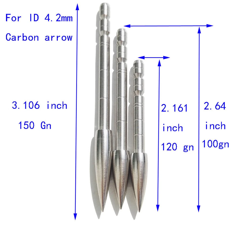100/120/150gr Archery Arrowheads Tips Point Field Practice ID 4.2mm Arrow Shaft - Image 3 of 4