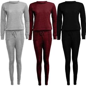 Tracksuits & Sets WOMENS SNUG TRACKSUIT TWO PIECE MOTTLED JUMPER JOGGING BOTTOMS Plus Size 8-22