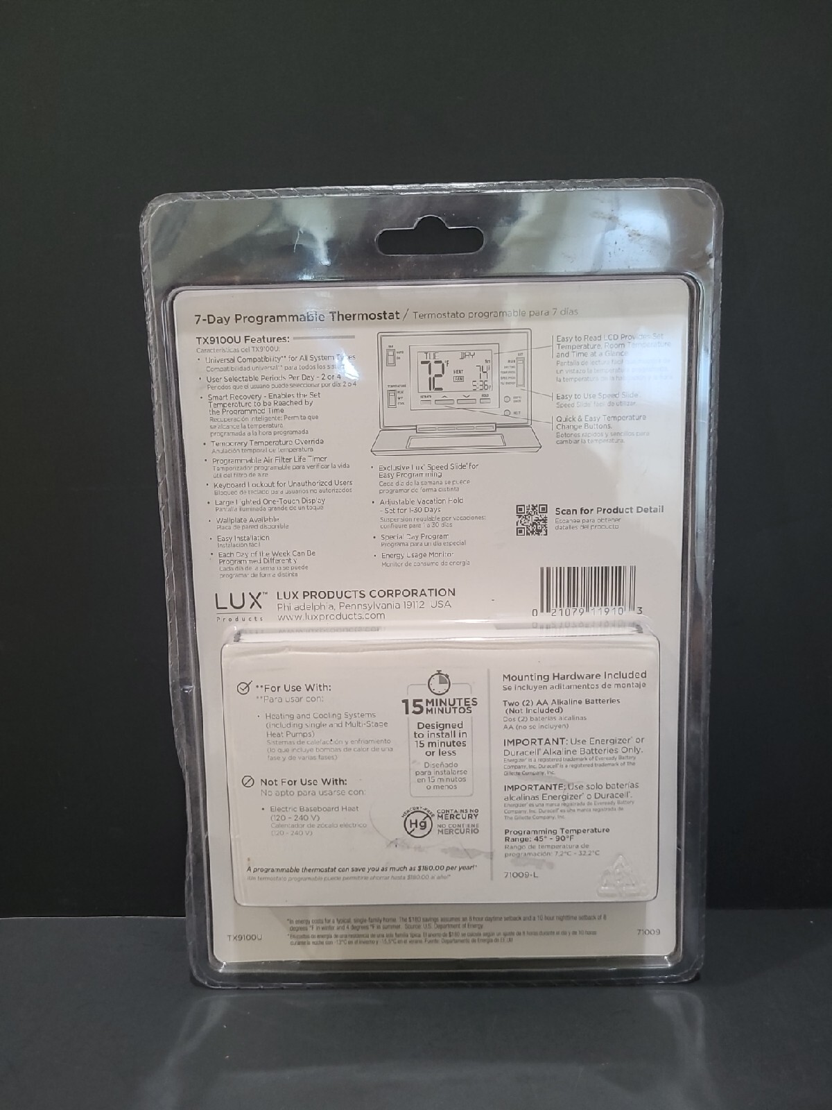 Programmable Thermostat LUX 7-Day TX9100U Universal Profesional Grade New