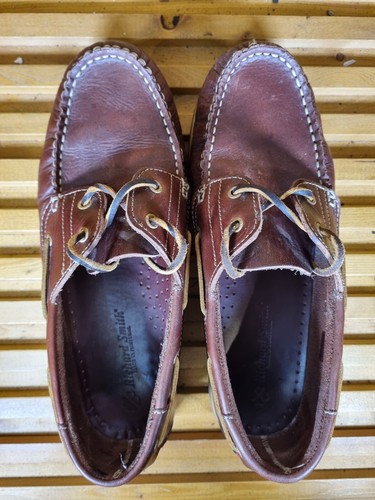 Richard Smith Herren Braun Leder Bootsschuhe Größe 42 UK 8 Made In Portugal  - Bild 10 von 12
