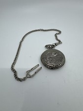 Geneva Men's Round Quartz Bass Fish Pocket Watch /w Metallic Chain