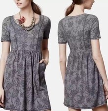 Anthropologie Saturday Sunday Scoop Neck Floral Knit Dress Gray M