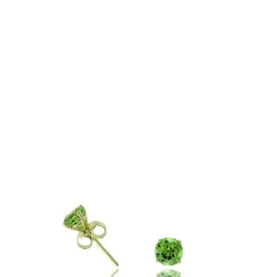 1.10 TCW Natural Round Cut Peridot 14K Yellow Gold Studs   October Birthstone