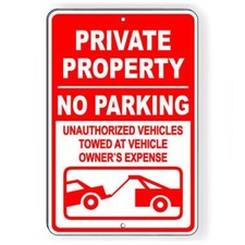 Private Property No Parking Vehicles Towed Sign / Decal Spp006 / Magnetic Sign