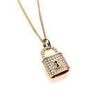 9ct Yellow Gold on Silver Simulated Diamond Padlock Pendant Necklace 16 18 20"