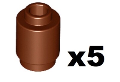  LEGO 5 New Bricks Reddish Brown Round 1 x 1 Open Stud Building Part 3062b RB01
