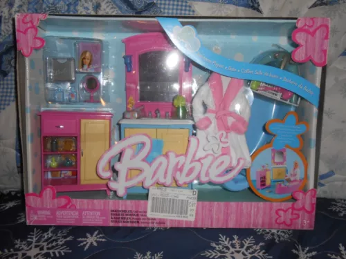 New in Box Mattel Barbie 2004 BATHROOM PLAYSET Decor Collection C6886 Large Set