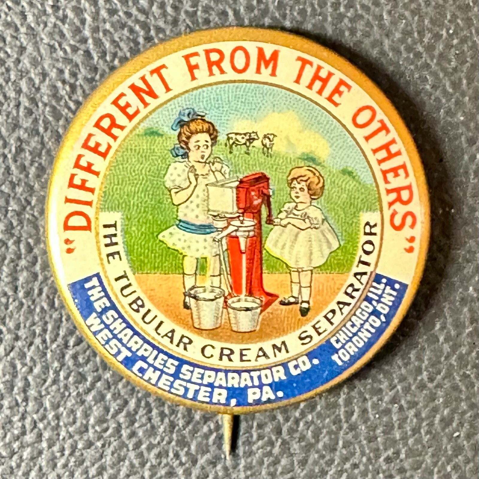 1896 Sharples Separator Co. Tubular Cream Separator Celluloid Pinback Button