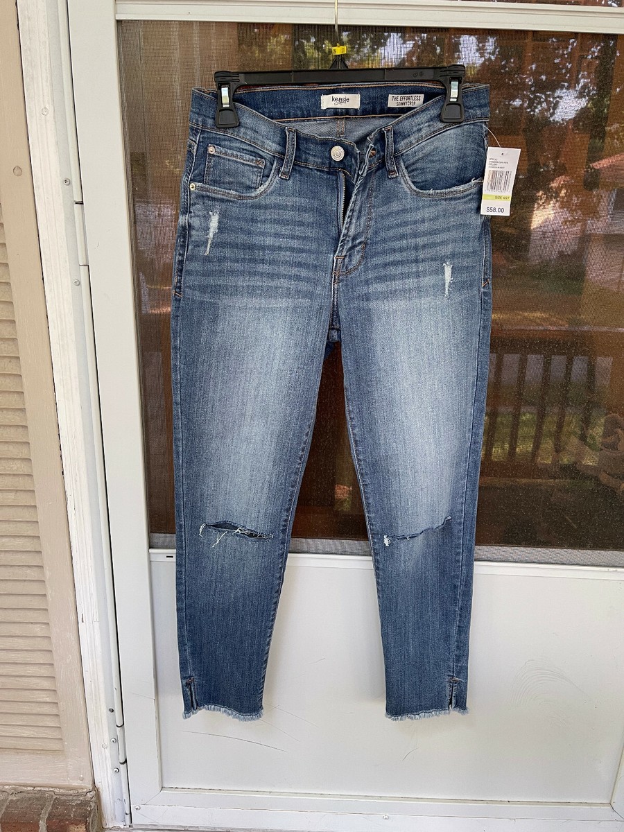 Kensie Jeans Skinny crop the Effortless birnbeck w/destroyed