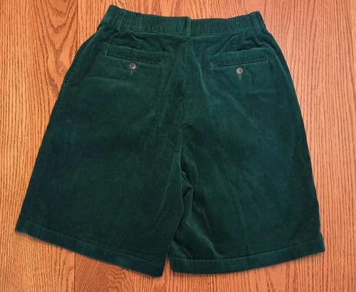 VTG Izod Club Corduroy Shorts SZ 10 Dark Green 💯% Cotton High Waisted Pleated - Picture 2 of 4