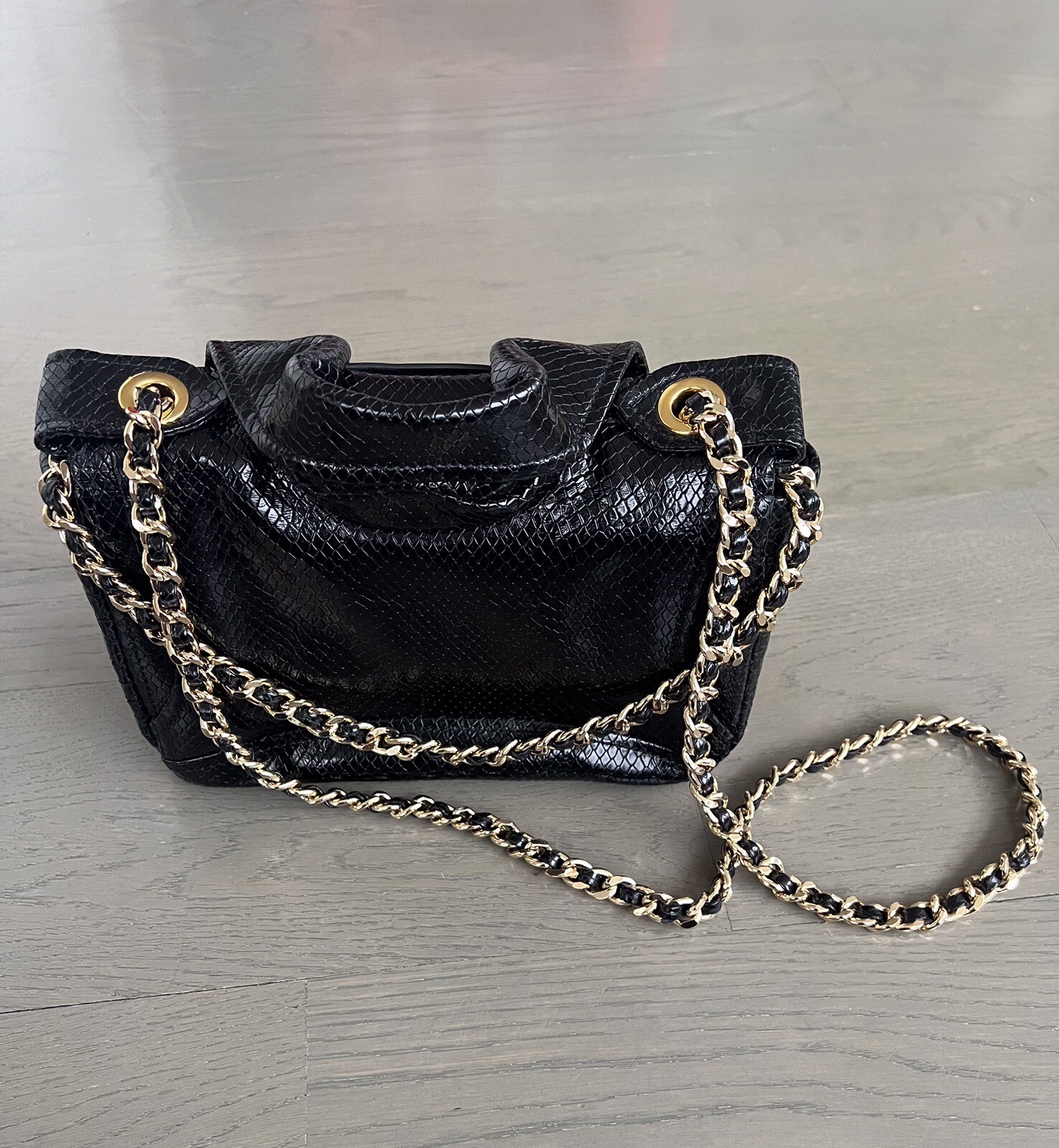 MOSCHINO Biker Snake Effect Black Crossbody Bag image 5