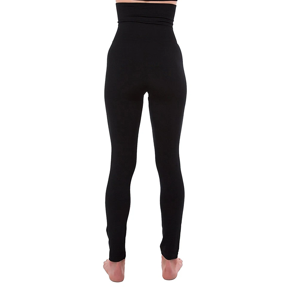 Pacote com 3 leggings de cintura alta para controle de barriga quente grossa escovada comprimento total - Imagem 4 de 4