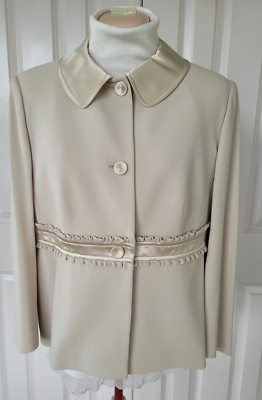 ESCADA WOMENS EVENING JACKET PURE VIRGIN WOOL & SILK IVORY EURO 44 US L PETITE