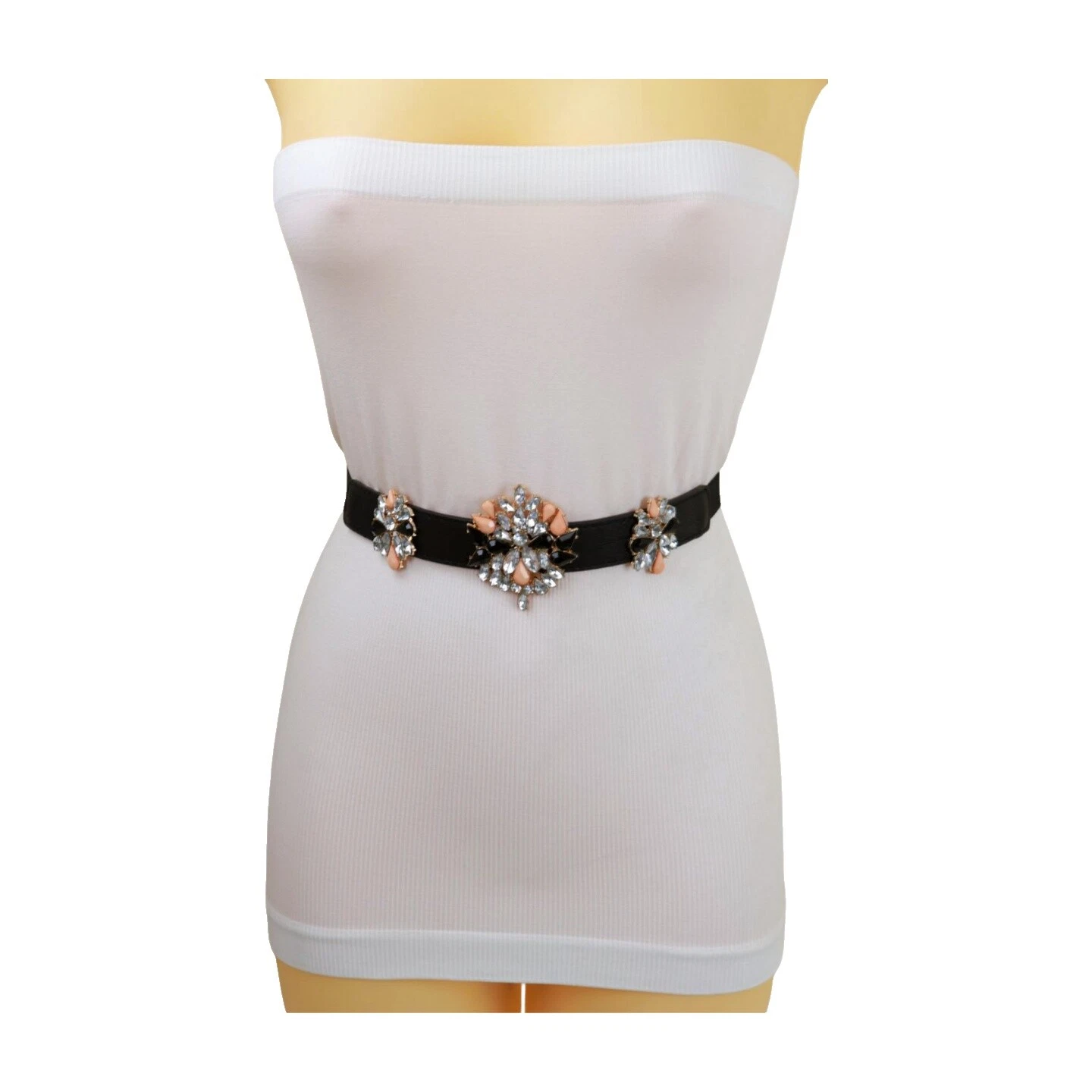 Cinturones marrón con cuentas de Piel Sintética para Mujeres