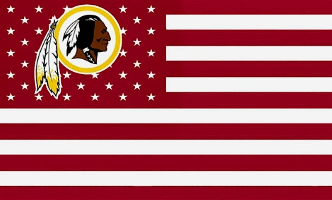 (2) Washington Redskins Stars & Stripes VINYL STICKERS 5x3 US Flag Design Decals