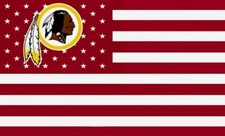 (2) Washington Redskins Stars & Stripes VINYL STICKERS 5x3 US Flag Design Decals