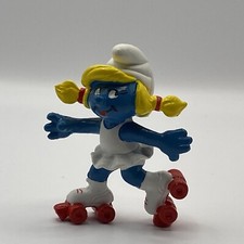 Smurfs 1981 Smurfette Roller Skate Smurf Vintage Peyo Toy Figure PVC Schleigh
