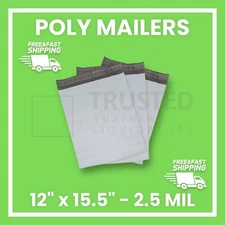500 Poly Mailers 12x15.5 2.5 Mil Thick Durable Shipping Packaging Self Seal Bags
