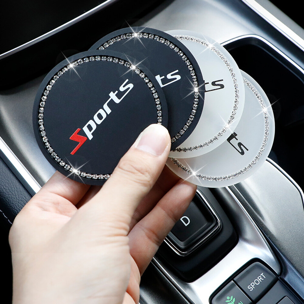 2 Pack Non-Slip Car Cup Holder Mats for Bottles and Coasters