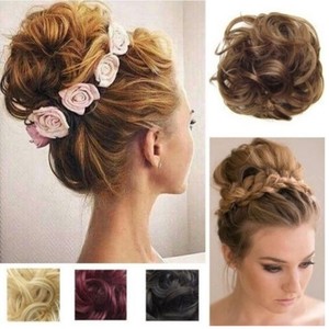 Womens Hair Bun Extensions Wavy Curly Hair Chignons Hair Piece