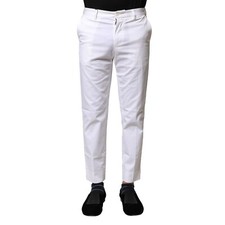 DOLCE & GABBANA Pants White Cotton Straight Logo Men Trousers IT44/W30/XS 750usd