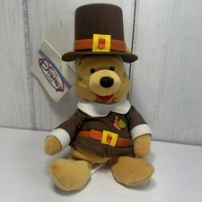 Disney Store Pilgrim Winnie the Pooh 8" Mini Bean Bag Plush Thanksgiving NWT