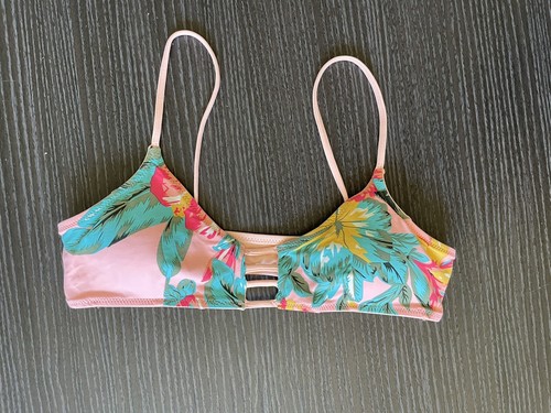 RIP CURL ๐ธ Pink Floral Tropical Reversible Bikini Swimsuit Top X-Small - Picture 3 of 10