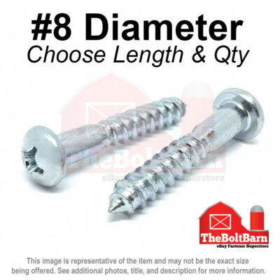 #8 Phillips Round Head Wood Deck Screws Zinc Clear 3/4''- 2'' (Pick Length & Qty)