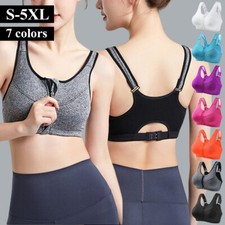 Women Zipper Wide Strap Sports Seamless Bra Crop Top Vest Spandex Comfy Comfort