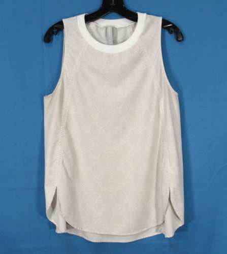 ATHLETA Zephyr CREAM/WHITE Snake STRETCH POLY Quick Dry ATHLETIC Tank Top Sz M