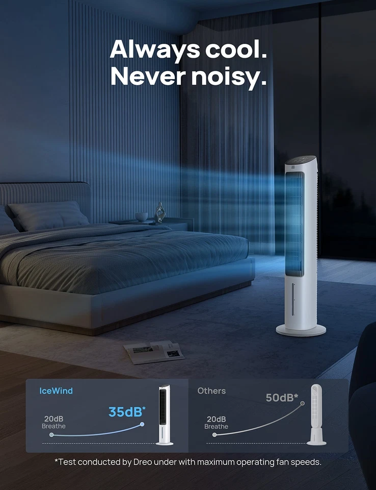 Dreo 40" Evaporative Air Cooler – Oscillating Fan w/ Remote, Ice Packs, Open Box - Image 4 of 4