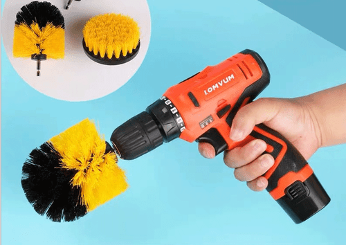 Car Round Power Full Electric Bristle Drill Brush Rotary Cleaning Comno Tool Kit - Afbeelding 8 van 8