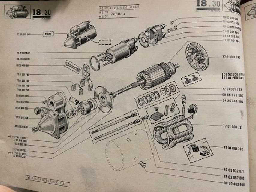 Renault 12-15-17G, LOTUS EUROPA, paris-rhone engine starter N.O.S. Wiring FIELDS