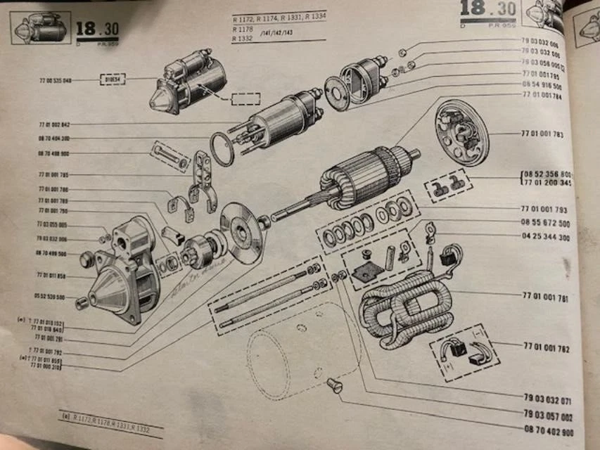 Renault 12-15-17G, LOTUS EUROPA, paris-rhone engine starter N.O.S. Wiring FIELDS - Image 2 of 3