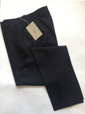 Brioni women's long pants trousers 100% Wool size 6 GB 38 Italy navy blue