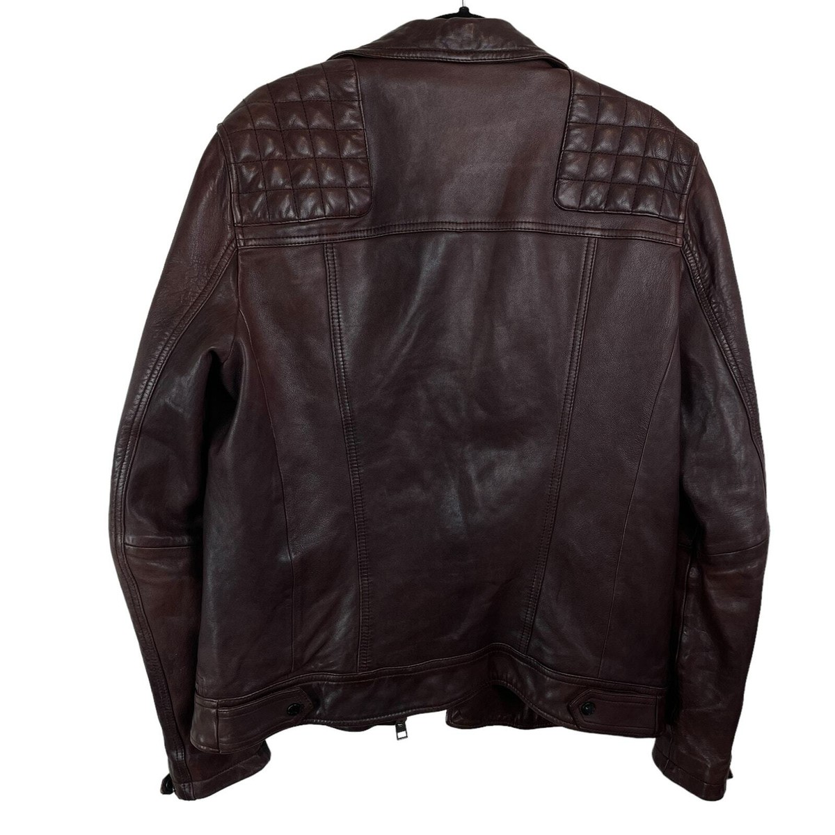 AllSaints Conroy Crinkled Quilted Shoulder Leather Biker Jacket
