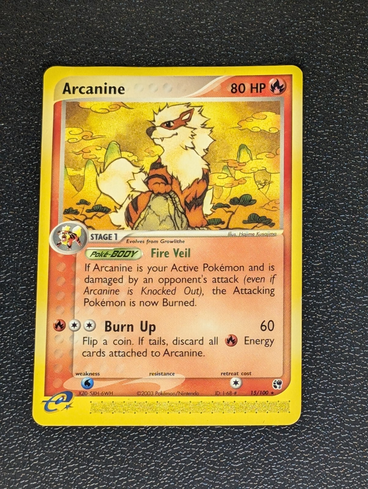 Arcanine 15/100 Sandstorm Regular front/back image Pokemone TCG NM